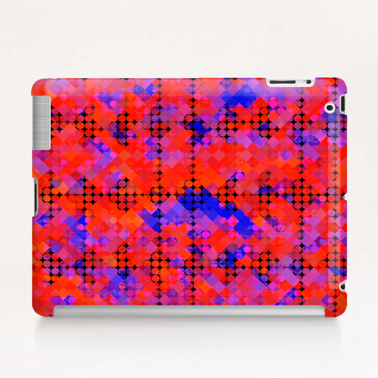 geometric circle and square pattern abstract in red orange blue Tablet Case by Timmy333