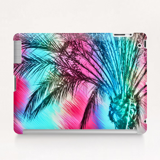 isolate palm tree with painting abstract background in pink and blue Tablet Case by Timmy333