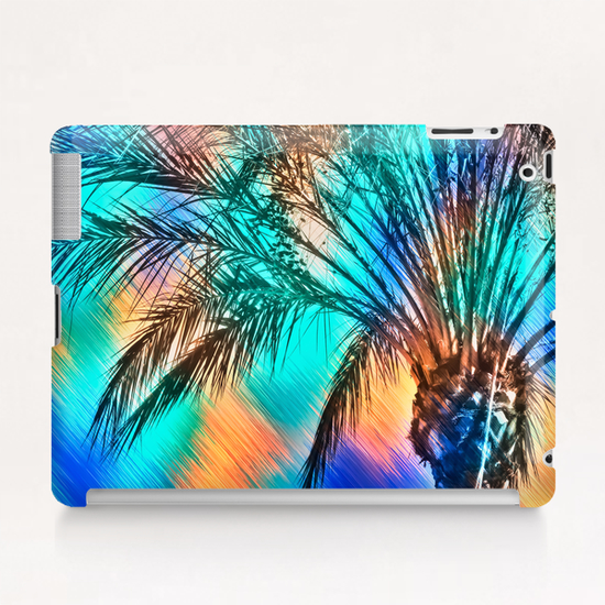 isolate palm tree with painting abstract background in green blue orange Tablet Case by Timmy333