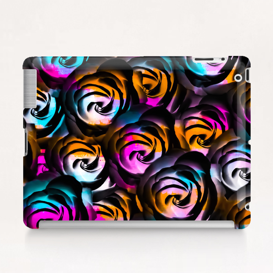 black rose texture abstract with painting abstract in orange pink blue Tablet Case by Timmy333