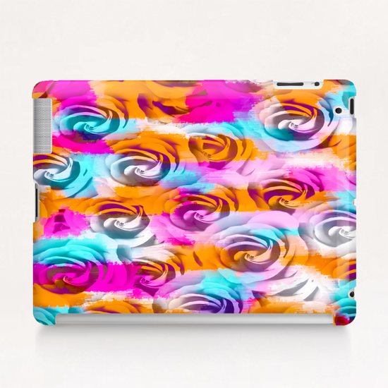 closeup rose texture pattern abstract background in pink orange blue Tablet Case by Timmy333