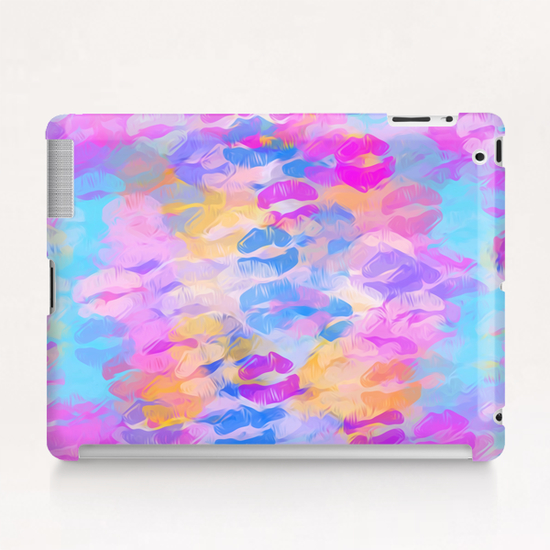 pink blue and purple kisses lipstick abstract background Tablet Case by Timmy333