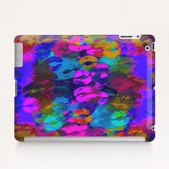 sexy kiss lipstick abstract pattern in pink blue orange red Tablet Case by Timmy333