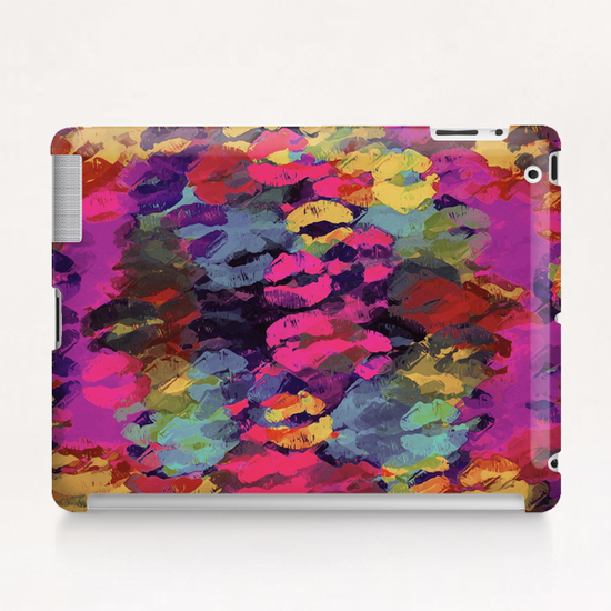 pink red yellow and purple kisses lipstick abstract background Tablet Case by Timmy333