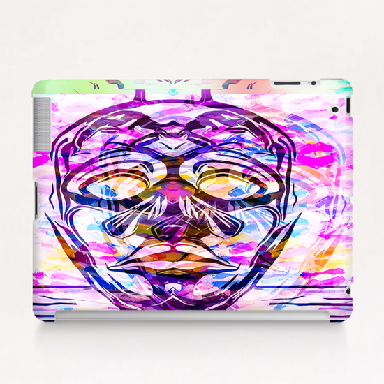 face mask with colorful kisses lipstick background Tablet Case by Timmy333