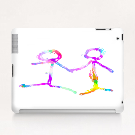 happy couple holding hands in pink purple yellow blue green Tablet Case by Timmy333