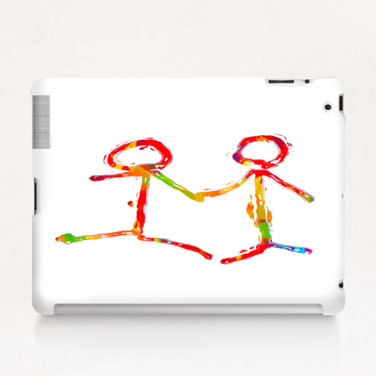 happy couple holding hands in red yellow blue green Tablet Case by Timmy333