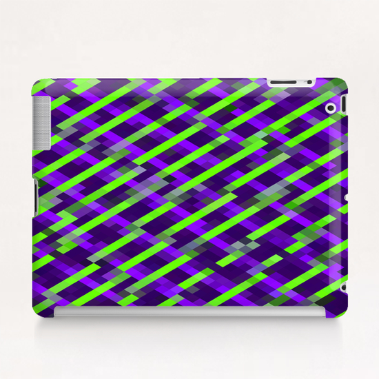 geometric pixel square pattern abstract background in purple green Tablet Case by Timmy333