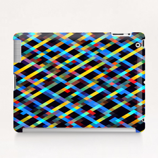 geometric pixel square pattern abstract background in blue yellow red orange Tablet Case by Timmy333