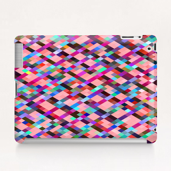 geometric pixel square pattern abstract background in pink purple blue yellow green Tablet Case by Timmy333