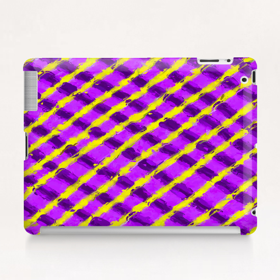 line pattern painting abstract background in purple and yellow Tablet Case by Timmy333