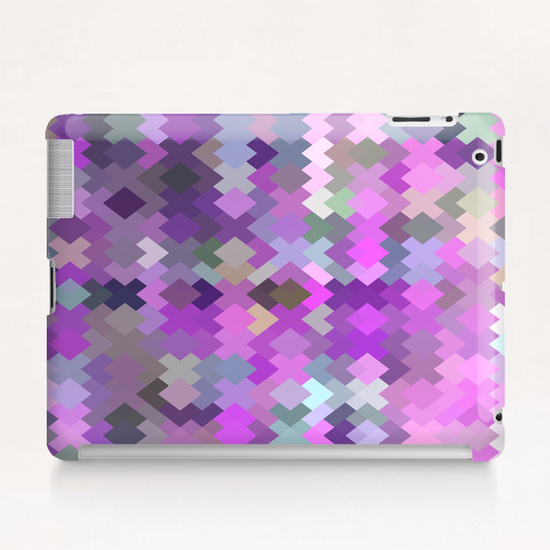 geometric square pixel pattern abstract in purple and pink Tablet Case by Timmy333