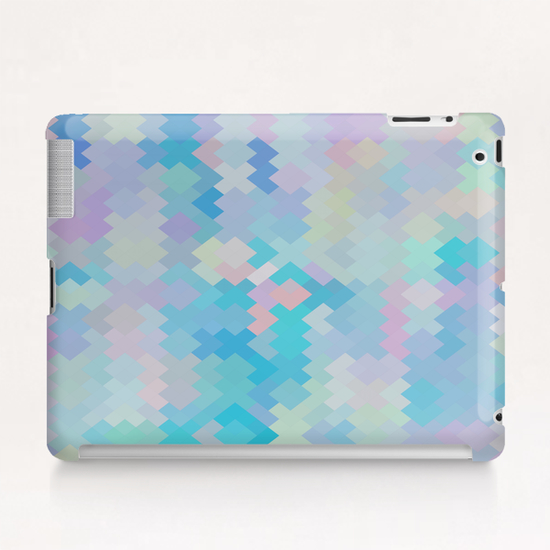 geometric square pixel pattern abstract in blue and pink Tablet Case by Timmy333