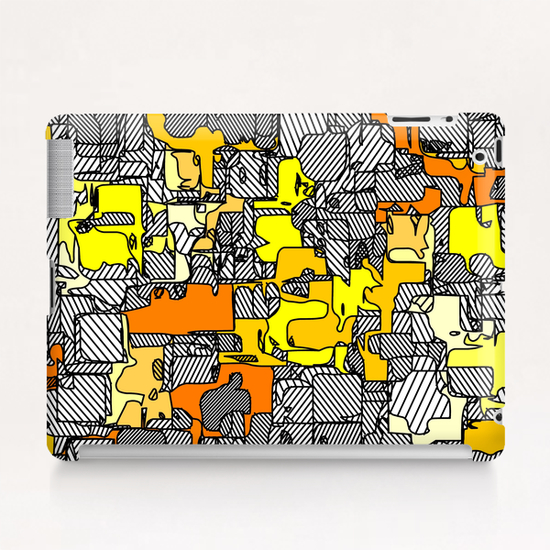 psychedelic graffiti drawing and painting in yellow and orange Tablet Case by Timmy333