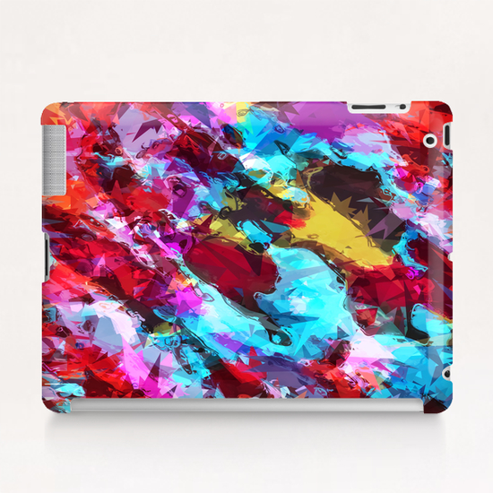 psychedelic geometric pattern painting abstract background in blue red yellow pink Tablet Case by Timmy333