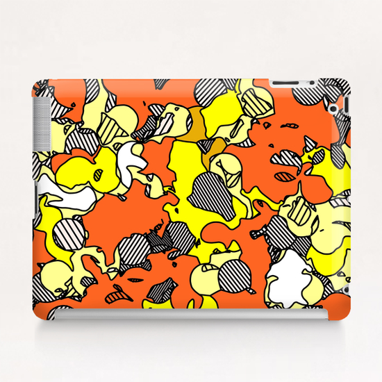 psychedelic graffiti drawing and painting abstract in orange and yellow Tablet Case by Timmy333