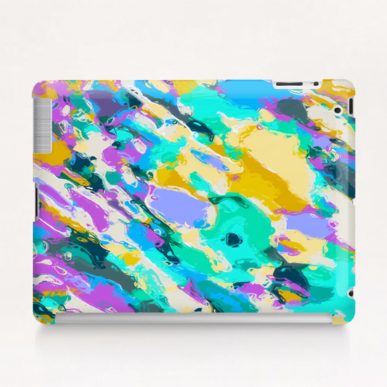 camouflage pattern painting abstract background in green blue purple yellow Tablet Case by Timmy333