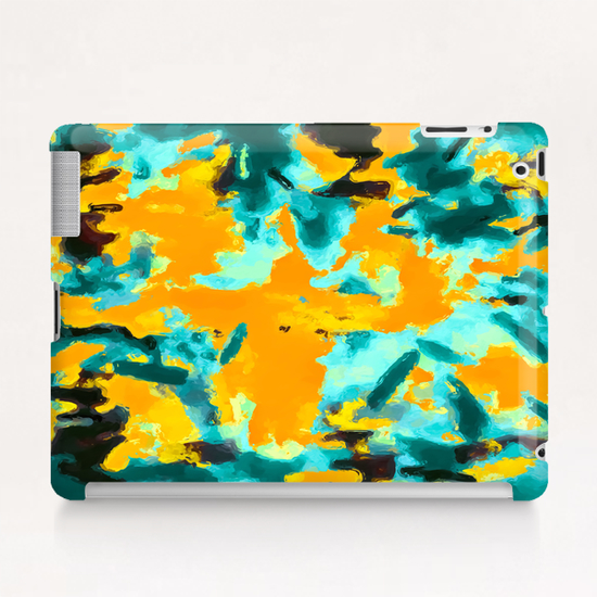 splash painting texture abstract background in green and orange Tablet Case by Timmy333