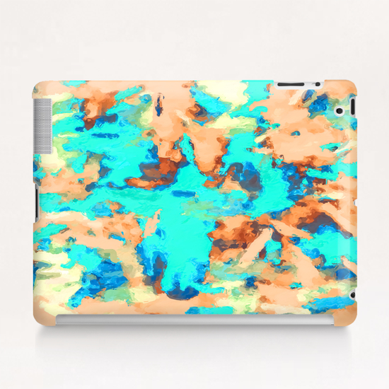 splash painting texture abstract background in blue and orange Tablet Case by Timmy333