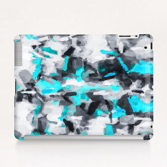 splash painting texture abstract background in blue and black Tablet Case by Timmy333