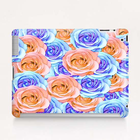 blooming rose texture pattern abstract background in red and blue Tablet Case by Timmy333