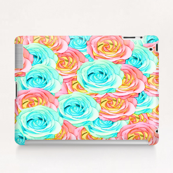 blooming rose texture pattern abstract background in red and blue Tablet Case by Timmy333