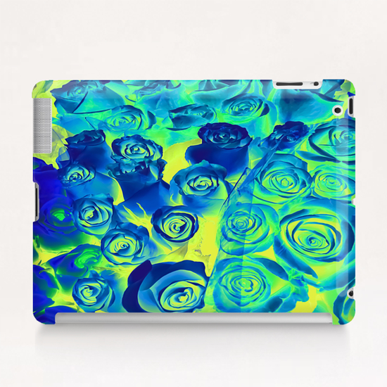 bouquet of roses texture pattern abstract in blue and green Tablet Case by Timmy333