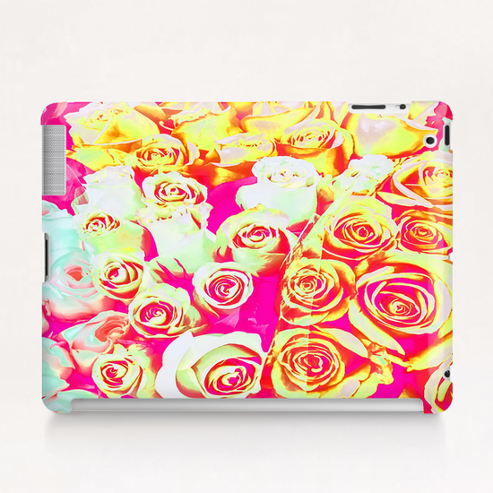 bouquet of roses texture pattern abstract in pink red yellow Tablet Case by Timmy333