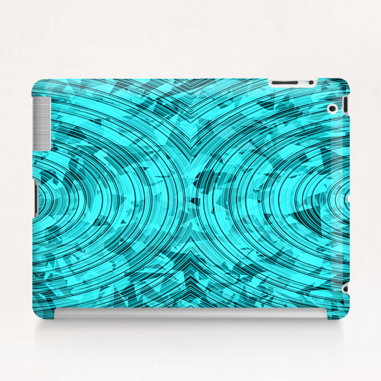 psychedelic geometric circle pattern abstract background in blue and green Tablet Case by Timmy333