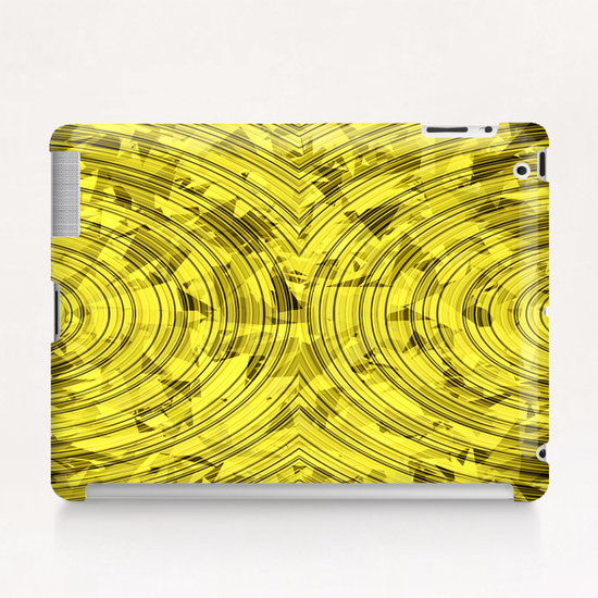 psychedelic geometric circle pattern abstract background in yellow Tablet Case by Timmy333