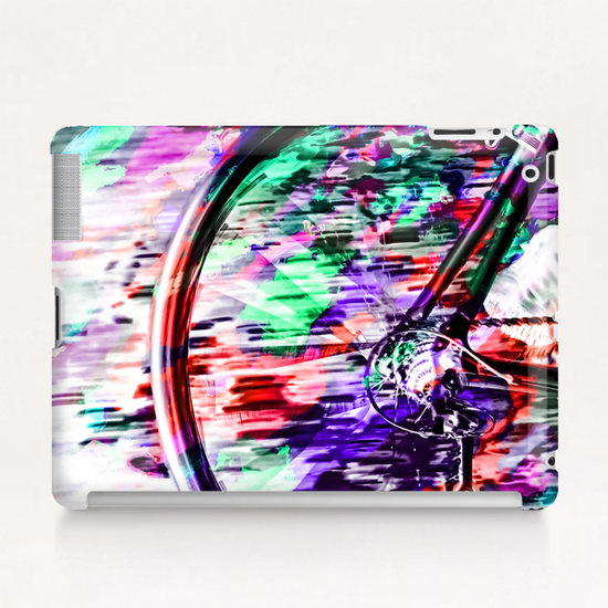 bicycle wheel with colorful abstract background in green red and purple Tablet Case by Timmy333