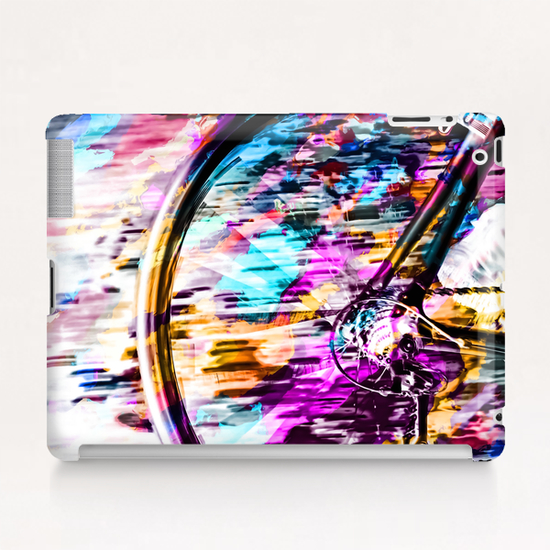 bicycle wheel with colorful abstract background in pink blue orange Tablet Case by Timmy333