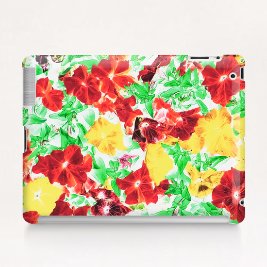 red flower and yellow flower with green leaf abstract background Tablet Case by Timmy333