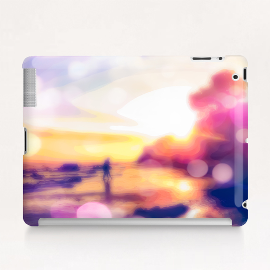 summer beach with sunset sky and beautiful bokeh light background Tablet Case by Timmy333