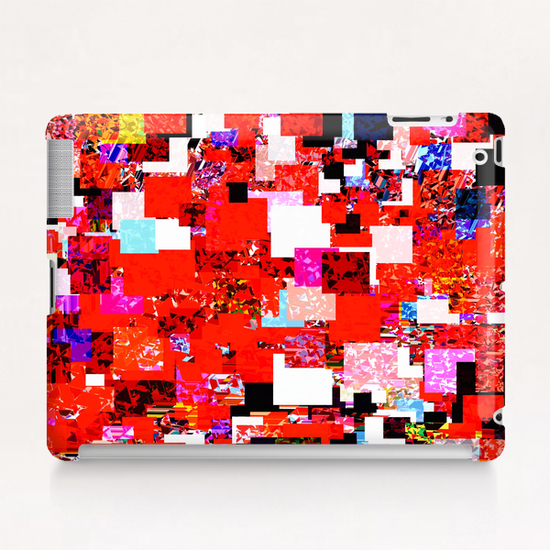 geometric square pixel pattern abstract in red blue pink Tablet Case by Timmy333