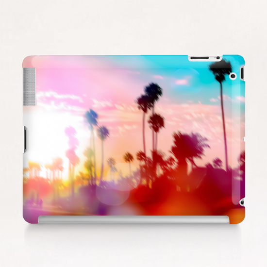 palm tree with sunset sky and light bokeh abstract background Tablet Case by Timmy333