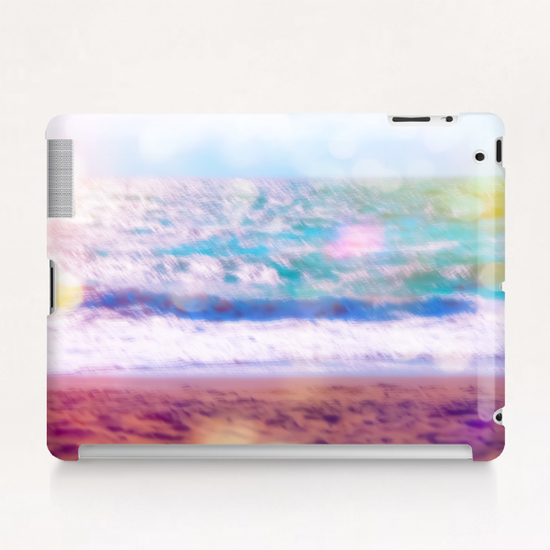 sandy beach with blue wave and summer light bokeh background Tablet Case by Timmy333