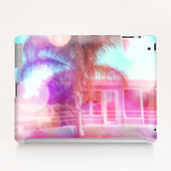 palm tree in the city with colorful bokeh light abstract  Tablet Case by Timmy333