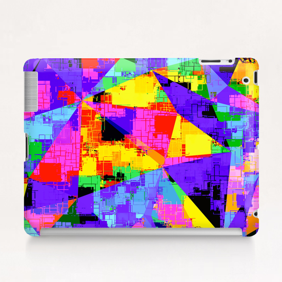 geometric triangle abstract background in purple blue pink yellow Tablet Case by Timmy333