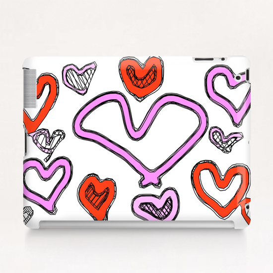 red and pink heart shape graffiti drawing Tablet Case by Timmy333