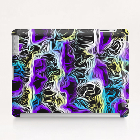 psychedelic painting texture abstract background in purple yellow blue white Tablet Case by Timmy333