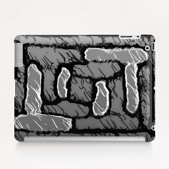 vintage psychedelic painting texture abstract background in black and white Tablet Case by Timmy333