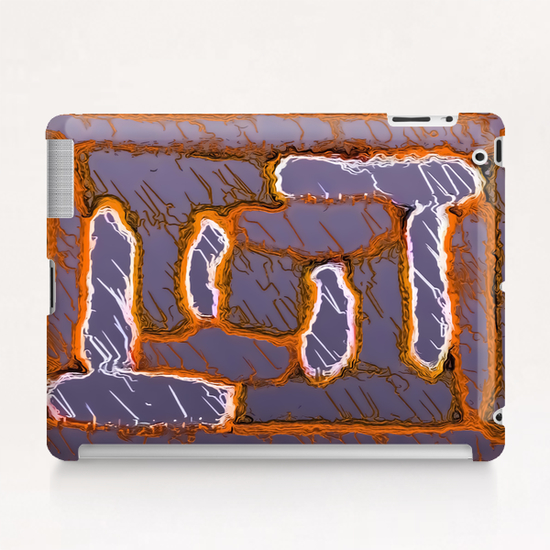 vintage psychedelic painting texture abstract background in orange and grey Tablet Case by Timmy333