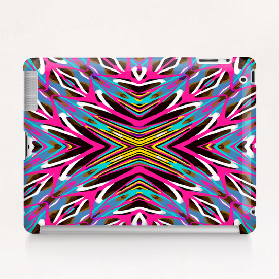 psychedelic geometric graffiti abstract pattern in pink blue yellow brown Tablet Case by Timmy333