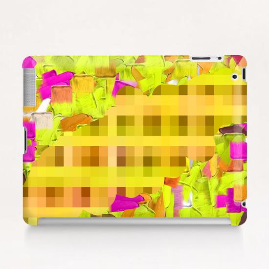 green yellow pink brown painting and pixel abstract background Tablet Case by Timmy333