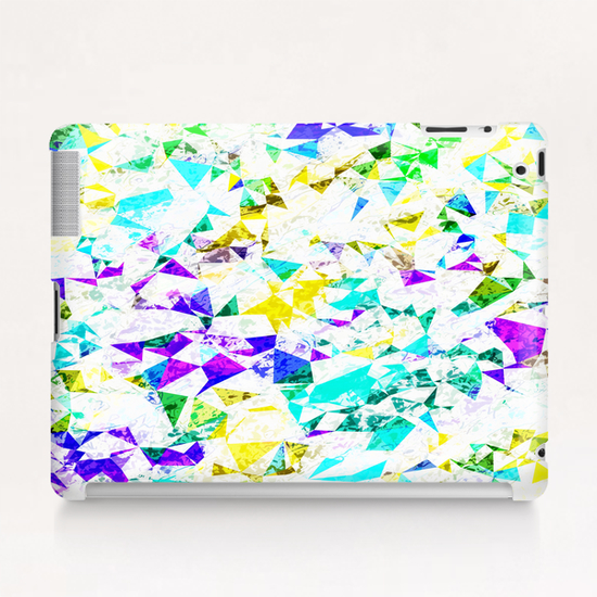 psychedelic geometric triangle polygon pattern abstract background in blue pink green yellow Tablet Case by Timmy333