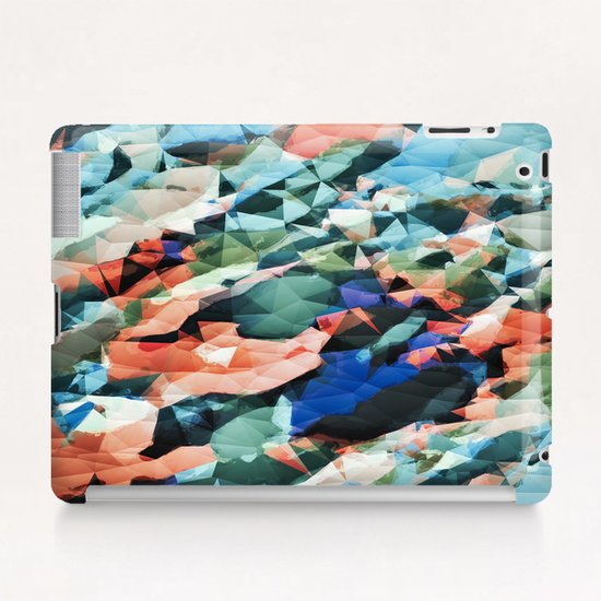 psychedelic geometric triangle polygon pattern abstract background in orange green blue Tablet Case by Timmy333