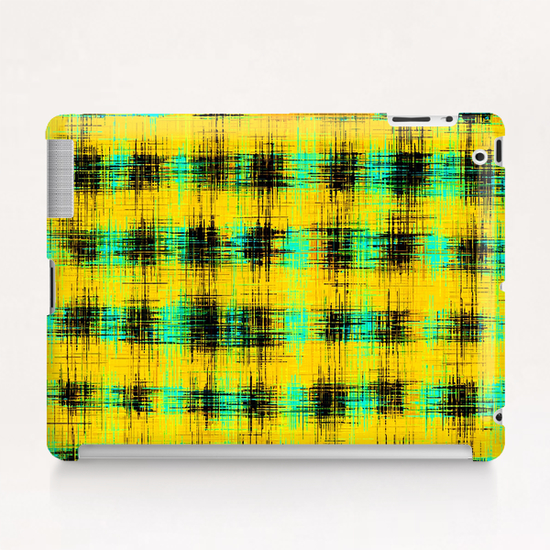 plaid pattern abstract texture in yellow green black Tablet Case by Timmy333