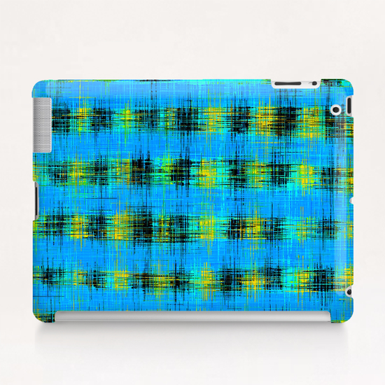 plaid pattern abstract texture in blue yellow black Tablet Case by Timmy333