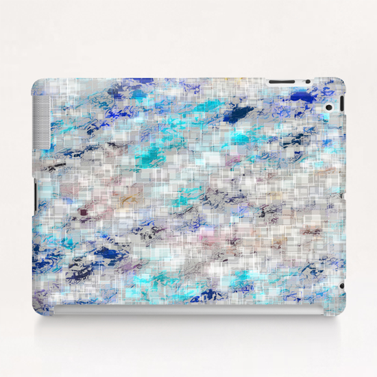 psychedelic geometric square pattern abstract background in blue and dark blue Tablet Case by Timmy333